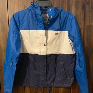 Levi's Womens Rain Jacket Retro/ Blue Colorblock Jacket Size XS Juniors / Girls